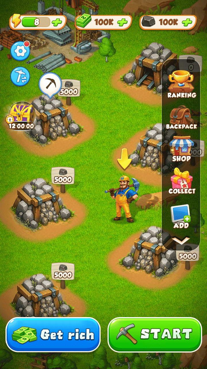 Crazy Mining gameplay screen
