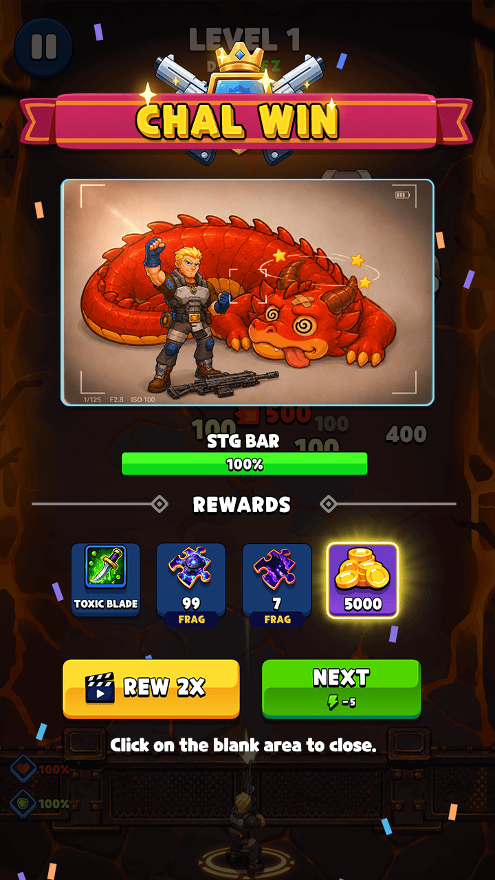Fight the dragon victory screen